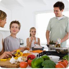 family eating together