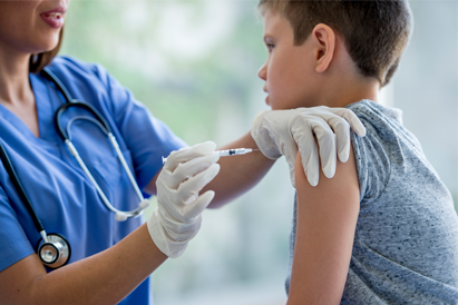 Child getting flu shot
